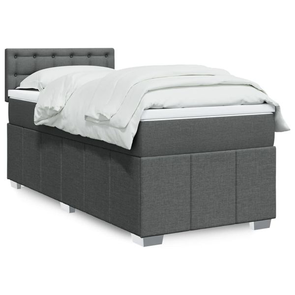 vidaXL Boxspring posteľ s matracom tmavosivá 90x190 cm látka