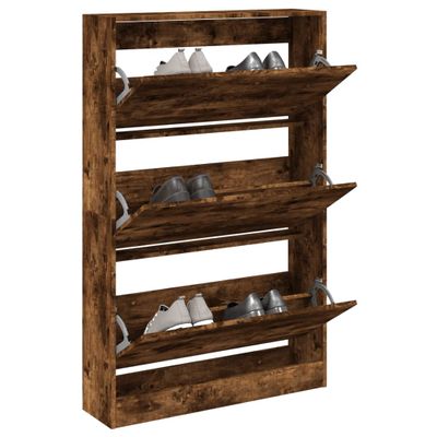 vidaXL Botník dymový dub 80x21x125,5 cm spracované drevo