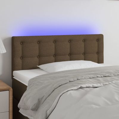 vidaXL Čelo postele s LED tmavohendé 90x5x78/88 cm látka