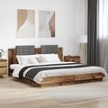 vidaXL Rám postele s čelom Staré drevo 200 x 200 cm Kompozitné drevo