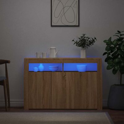 vidaXL Komoda s LED svetlami dub sonoma 115,5x30x75 cm