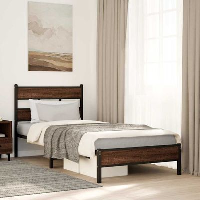 vidaXL Posteľný rám bez matraca hnedý dub 90x200 cm kompozitné drevo