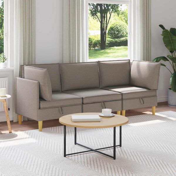 vidaXL Modulárny pohovkový set s úložným priestorom 3 pcs Sivohnedá