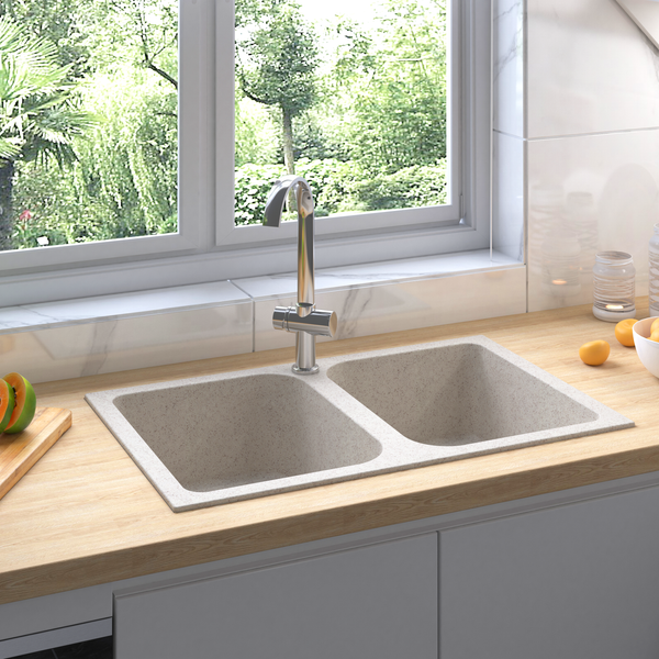 vidaXL Kuchynský drez Béžová 76 x 48 x 30 cm Quartz a živica