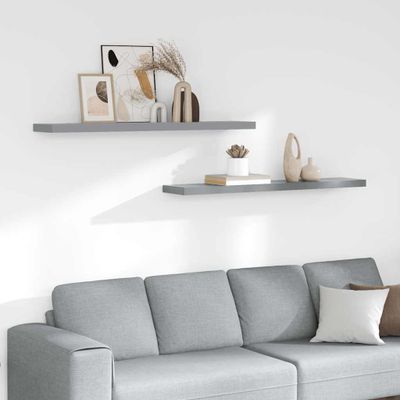 vidaXL Plávajúce nástenné police 2 ks, sivé 120x23,5x3,8 cm, MDF