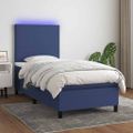 vidaXL Posteľ boxsping s matracom a LED modrá 90x190 cm látka