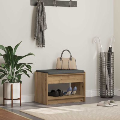 vidaXL Lavica na topánky s vankúšom Dub artisan 63 x 38 x 45 cm