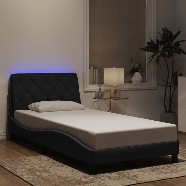 vidaXL Rám postele s LED bez matraca čierny 100x200 cm zamat