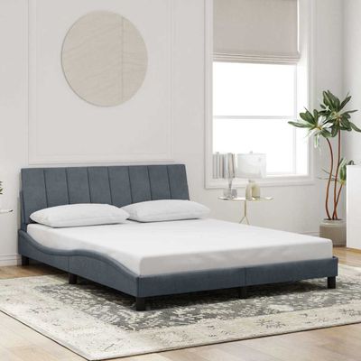 vidaXL Rám postele bez matraca Hanko tmavosivá 160x200 cm zamat