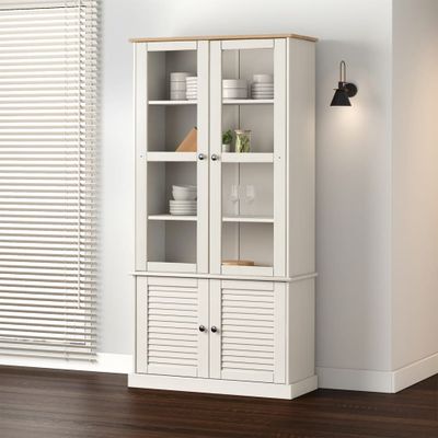 vidaXL Sklenená vitrína VIGO biela 85x35x170 cm masívna borovica