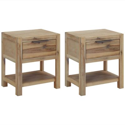 vidaXL Nočné stolíky so zásuvkami 2 ks 40x30x48 cm, akáciový masív