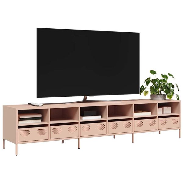 vidaXL TV skrinka ružová 202x39x43,5 cm oceľ valcovaná za studena