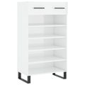vidaXL Botník lesklý biely 60x35x105 cm spracované drevo