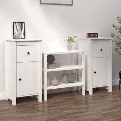 vidaXL Komody 2 ks biele 40x35x80 cm borovicový masív