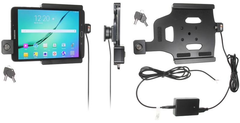 Brodit držiak do auta na Samsung Galaxy Tab S2 8.0 bez púzdra, so skrytým nabíjaním, zámok