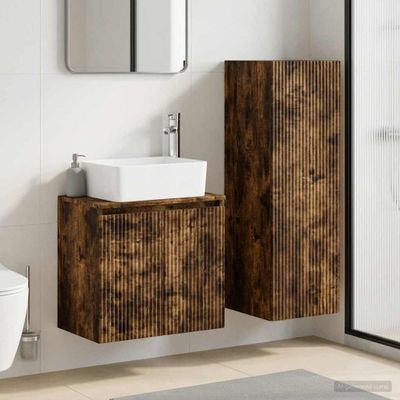 vidaXL Sada kúpeľňového nábytku 2 ks Dymový dub 33 x 34,5 x 100 cm