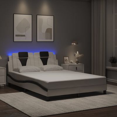 vidaXL Rám postele, Viana, s LED bez matraca, bielo čierny 140x190cm