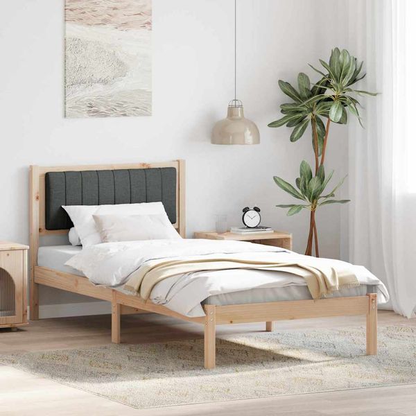 vidaXL Rám postele s čalúneným čelom Tmavo šedá 90 x 200 cm