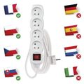 Predlžovací kábel EMOS P1413 / 3 m / 4 zásuvky / s vypínačom / biely / PVC / 1 mm2