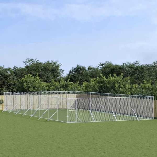 vidaXL Vonkajší koterec pre psov strieborný 8x16x2 m pozinkovaná oceľ