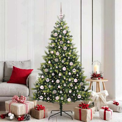 vidaXL Umelý skladací vianočný stromček 300 LED diód Zelená 180 cm