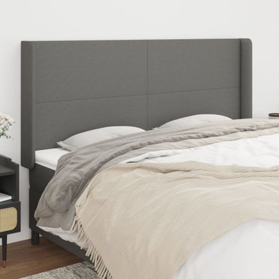vidaXL Čelo postele so záhybmi tmavosivé 163x16x118/128 cm látka