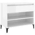 vidaXL Botník lesklý biely 70x36x60 cm spracované drevo