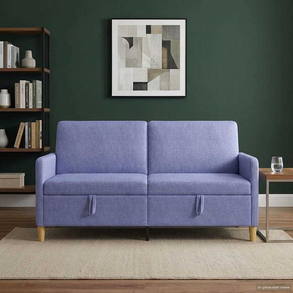 vidaXL Sofa s úložným priestorom Modrá džínovina 172 x 78 x 87 cm