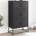 vidaXL Komoda čierna 68,5x38,5x123,5 cm oceľ