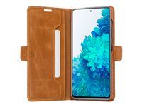 Puzdro s klopou pre mobilný telefón - koža full-grain - bronz - pre Samsung Galaxy S21 FE 5G