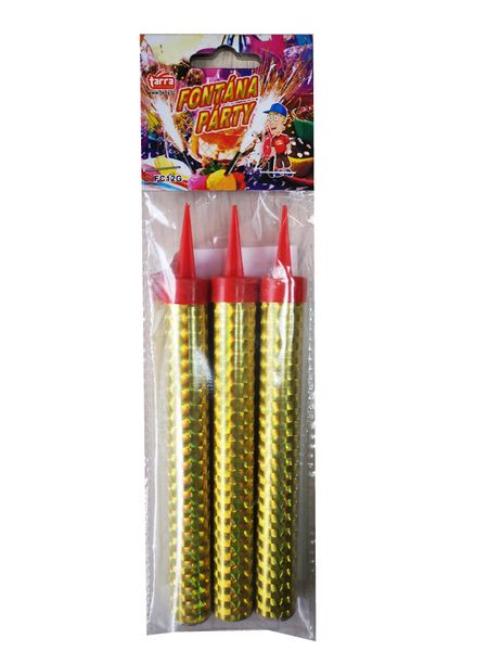 Fontána párty zlatá 12 cm, 3 ks vo vrecku