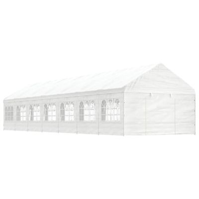 vidaXL Altánok so strechou, biely 15,61x4,08x3,22 m, polyetylén