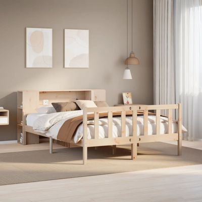 vidaXL Posteľ s knižnicou bez matraca 120x190 cm borovicový masív