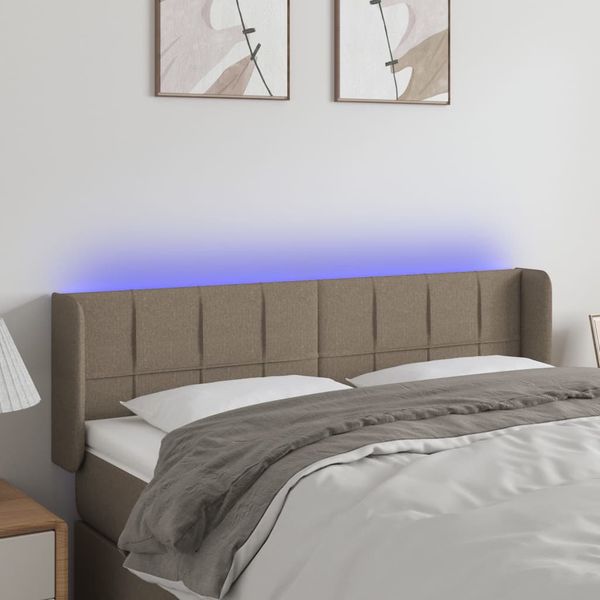 vidaXL Čelo postele s LED sivohnedé 147x16x78/88 cm látka