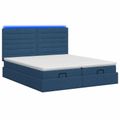vidaXL Ottoman posteľ s matracom a LED Modrá 180 x 200 cm Látka