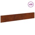 vidaXL Obrubník trávnika 10 ks 100 x 18 cm Oceľ Hrdzavý