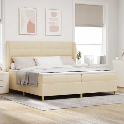 vidaXL Posteľ s pružinovým rámom Krémová 200 x 200 cm látka