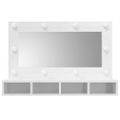 vidaXL Zrkadlová skrinka s LED lesklá biela 90x31,5x62 cm