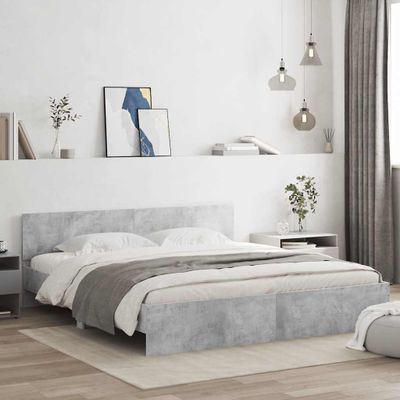 vidaXL Posteľný rám s čelom betónovo sivý 200x200 cm