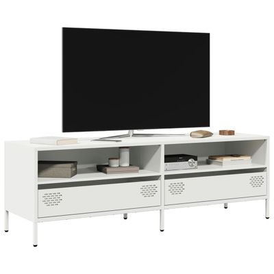 vidaXL TV skrinka biela 135x39x43,5 cm oceľ valcovaná za studena