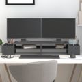 vidaXL Stojan na monitor sivý 100x27,5x15 cm masívna borovica