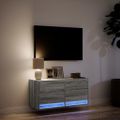 vidaXL TV nástenná skrinka s LED svetlami sivá sonoma 80x31x38 cm