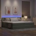 vidaXL LED úložná posteľ s matracom Svetlosivá 200 x 200 cm Zamat