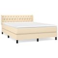 vidaXL Posteľný rám boxspring s matracom krémový 140x200 cm látka