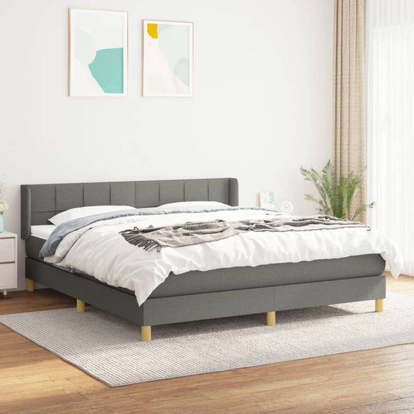 vidaXL Boxspring posteľ s matracom tmavosivá 160x200 cm látka