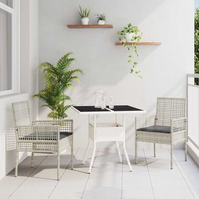 vidaXL Záhradný jedálenský set 3 pcs Svetlosivá polyratan