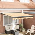 vidaXL | Sklopná markíza | Modrá a biela s bielym rámom 3 x 2,5 m