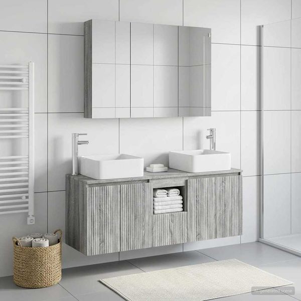 vidaXL Set kabinetov do kúpeľne 4 pcs Sivý Sonoma 100 x 14,5 x 70 cm