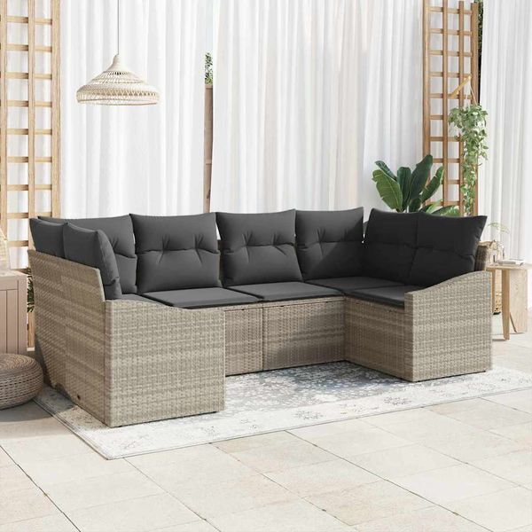 vidaXL Sada pohoviek s vankúšom 6 pcs Svetlosivá polyratan
