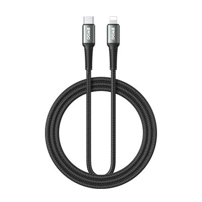 BWOO opletený kábel USB-C - Lightning 2m 30W čierny
